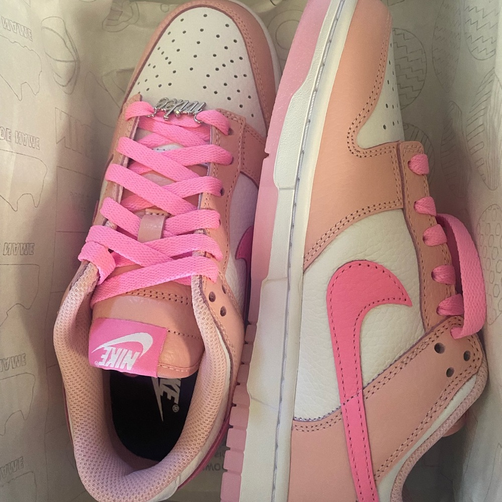 Custom Nike Women's Sneakers in Pink and White